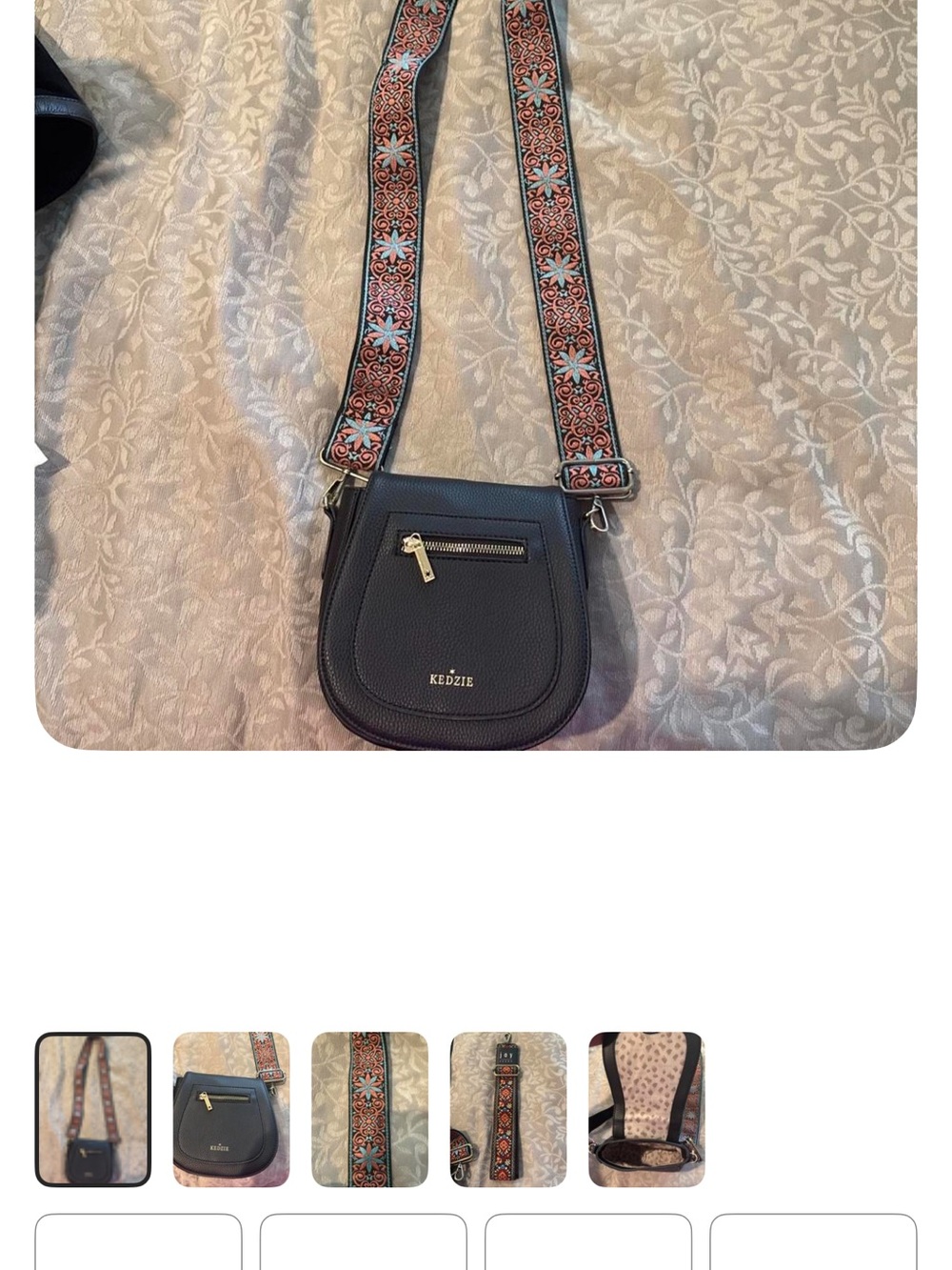 Black Crossbody Bag with Decorative Interchangeable Straps